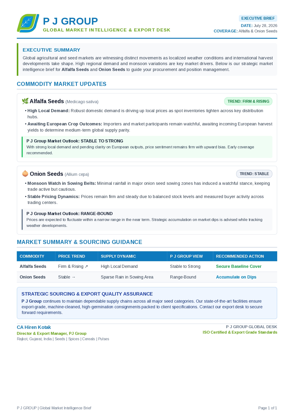 📊 P J GROUP | Global Market Intelligence Brief || Late-July Market Insights